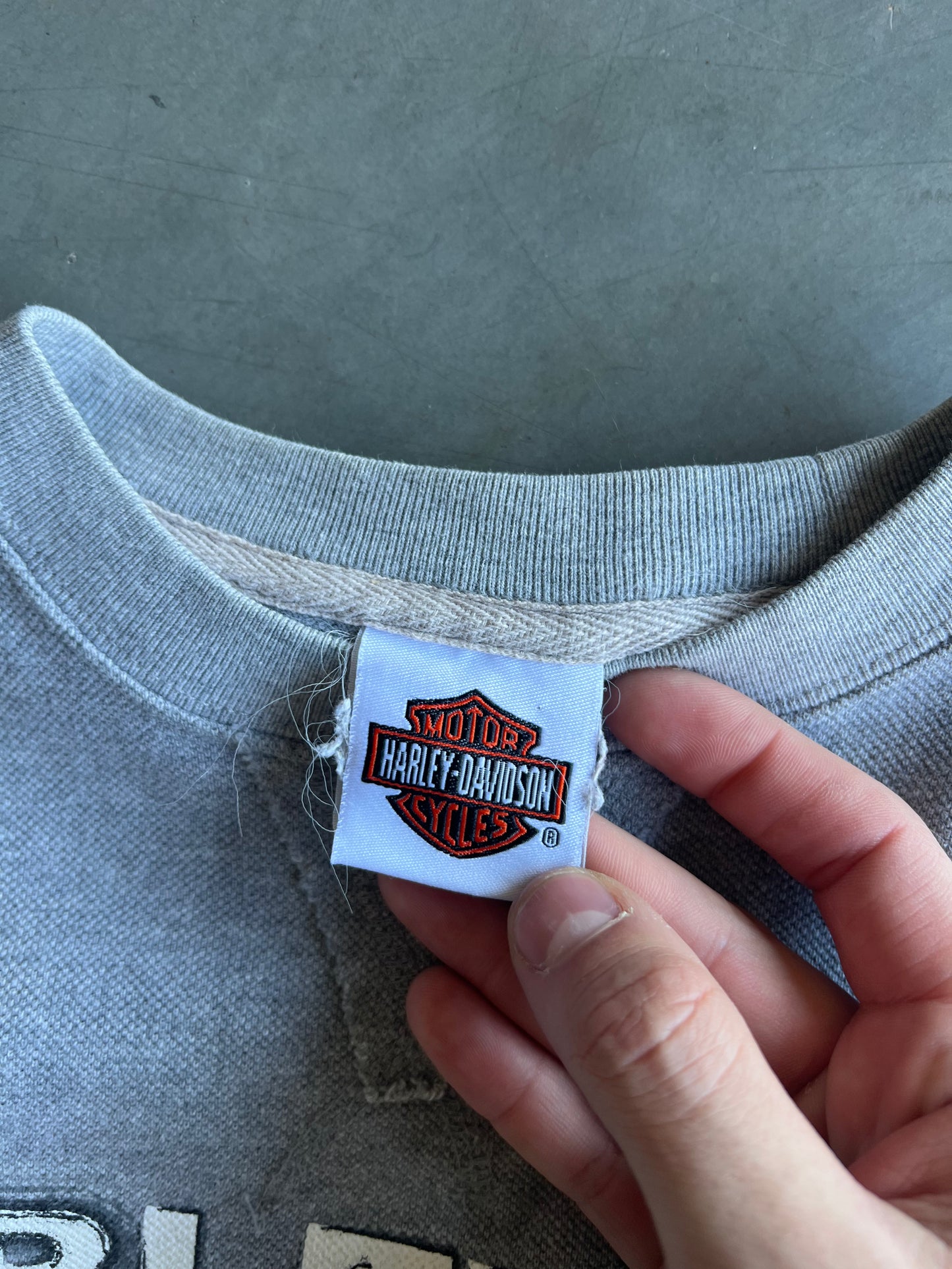 Vintage Grey Harley Davidson Crew -S