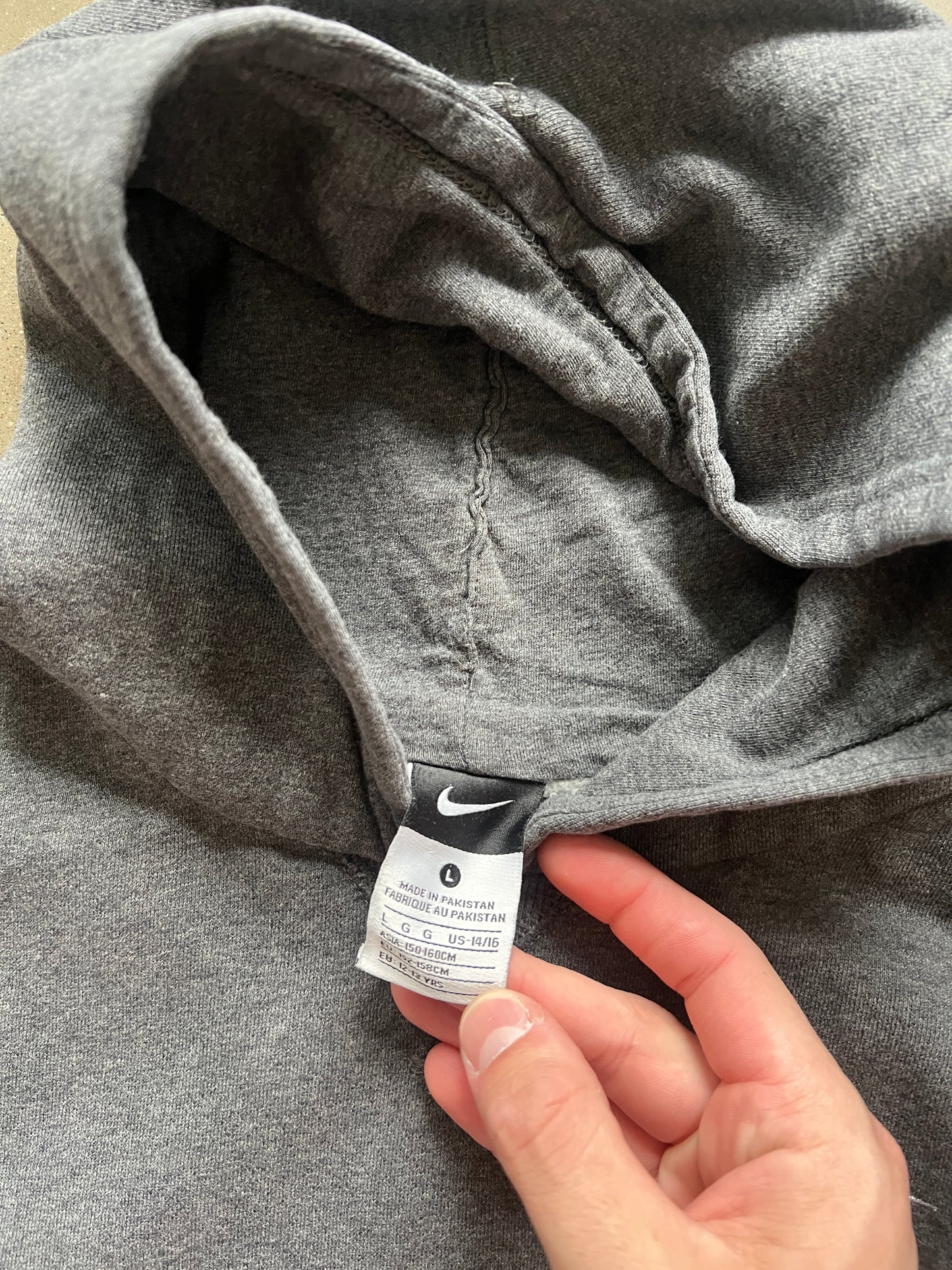 Vintage Grey Nike Swoosh Hoodie - XS