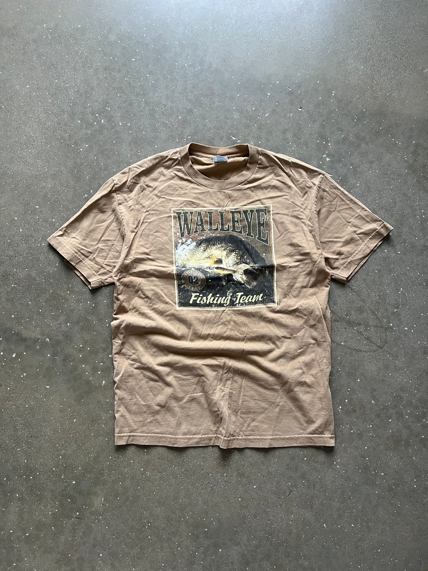 Vintage Tan Walleye Fishing Shirt - L