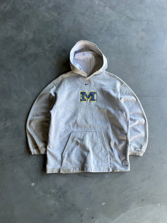 Vintage Grey Michigan Wolverines Nike Hoodie - L