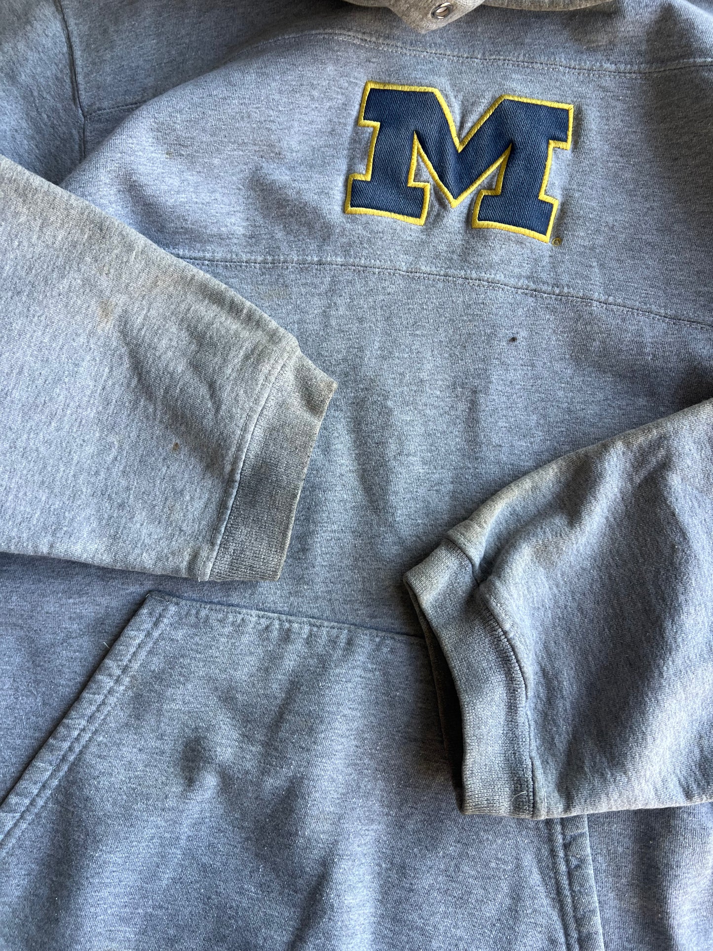 Vintage Grey Michigan Wolverines Nike Hoodie - L