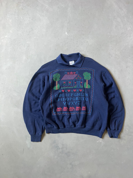 Vintage Blue Grandma Crewneck - L