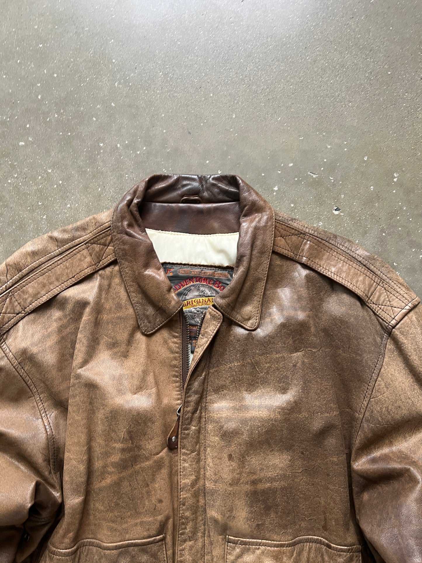 Vintage Carmel Tan 80s Bomber Jacket - L