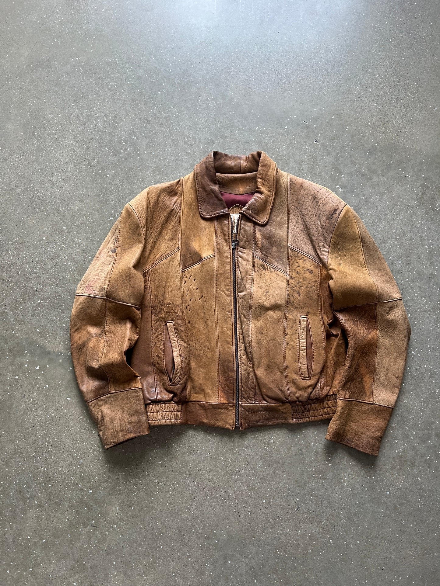 Vintage Burn Hazel Patchwork Leather Jacket - L