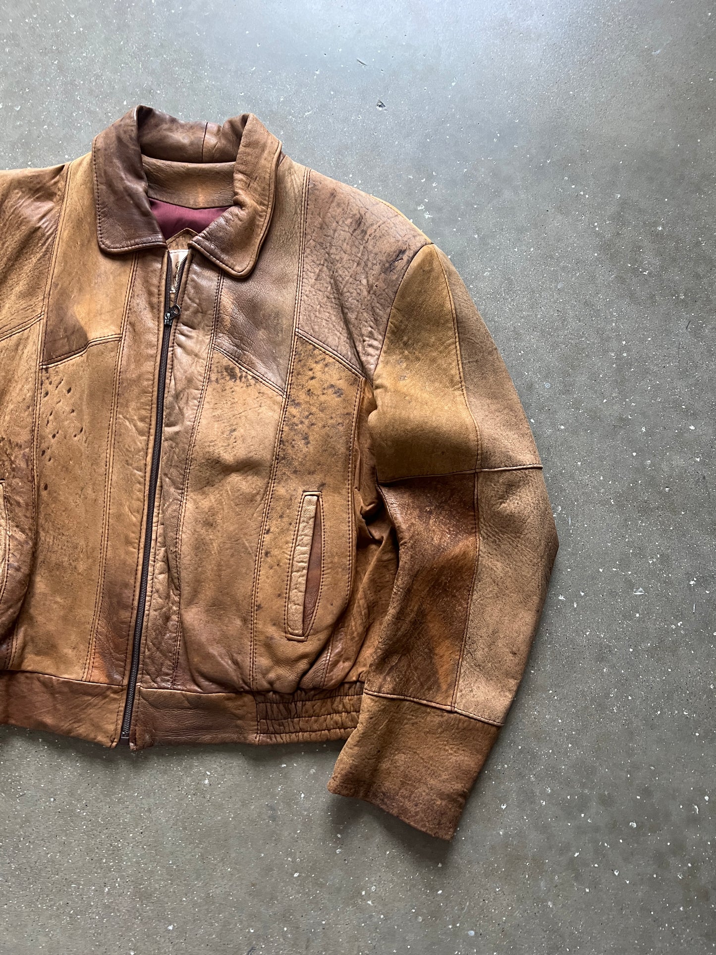 Vintage Burn Hazel Patchwork Leather Jacket - L