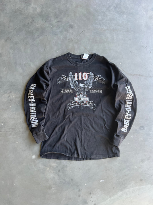 Vintage Black Harley Davidson Longsleeve Shirt - L