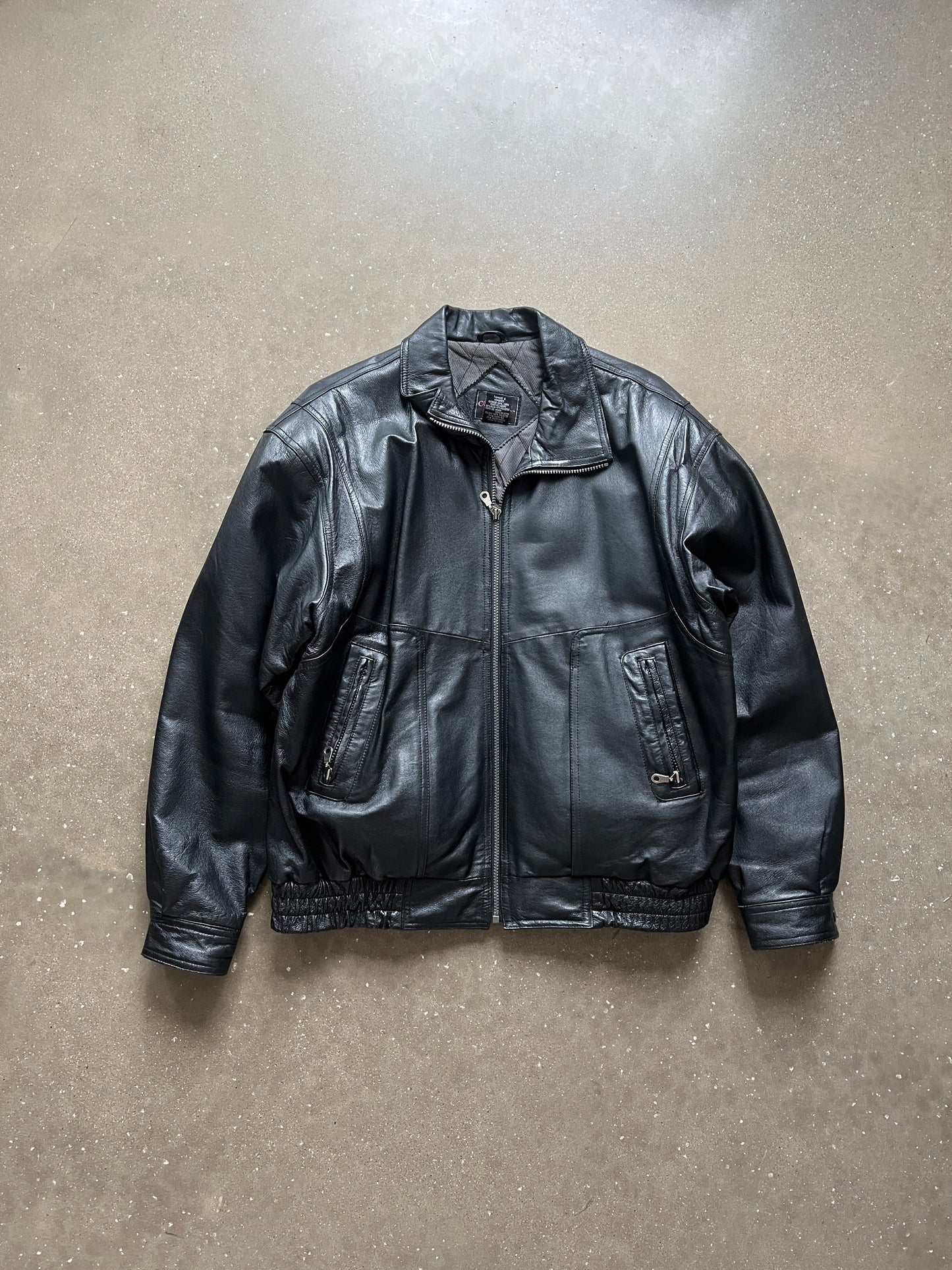 Vintage Black Outbrook Leather Jacket - L