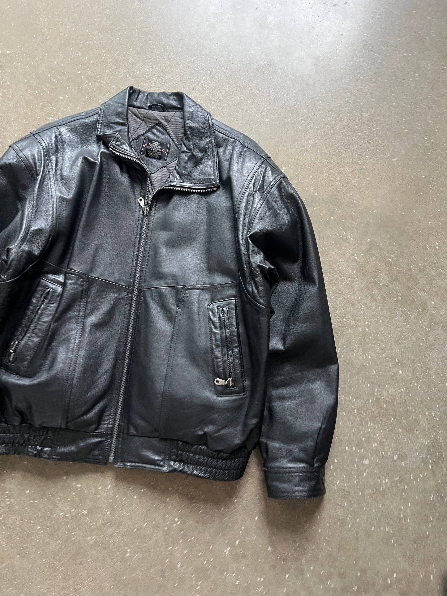 Vintage Black Outbrook Leather Jacket - L