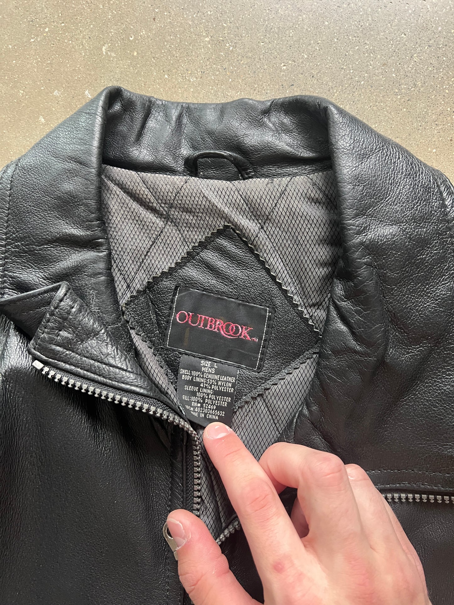 Vintage Black Outbrook Leather Jacket - L