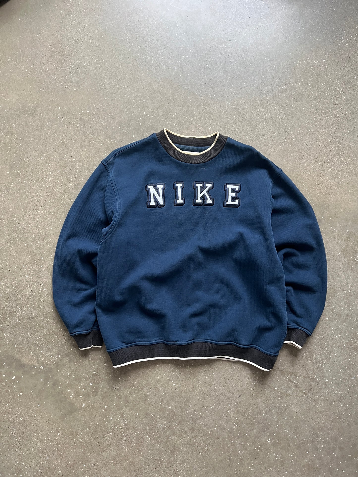 Vintage Navy Blue Nike Spellout Crew - M