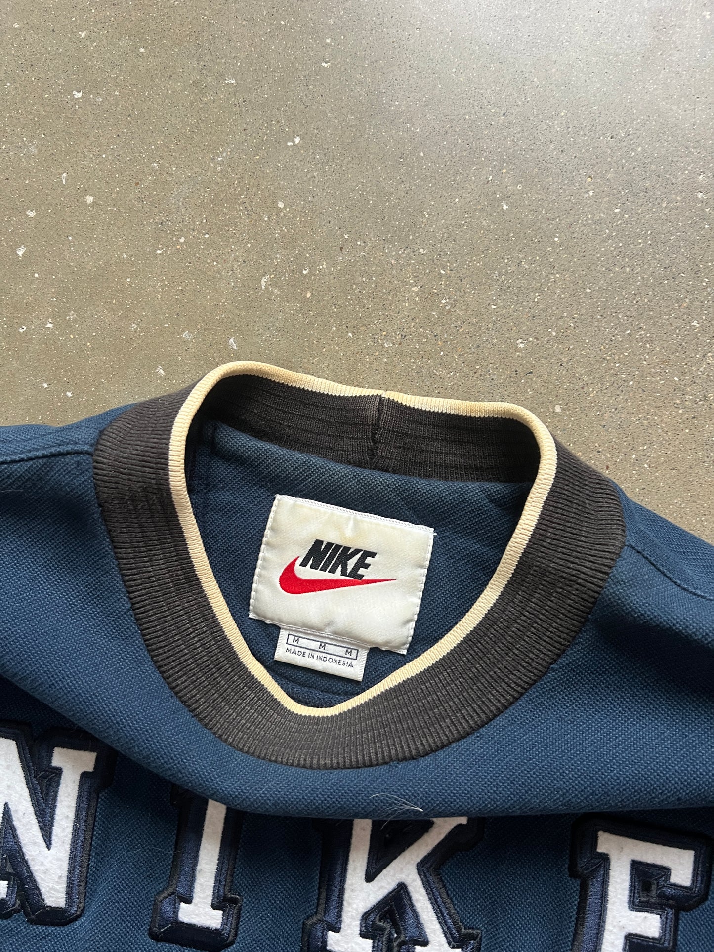 Vintage Navy Blue Nike Spellout Crew - M