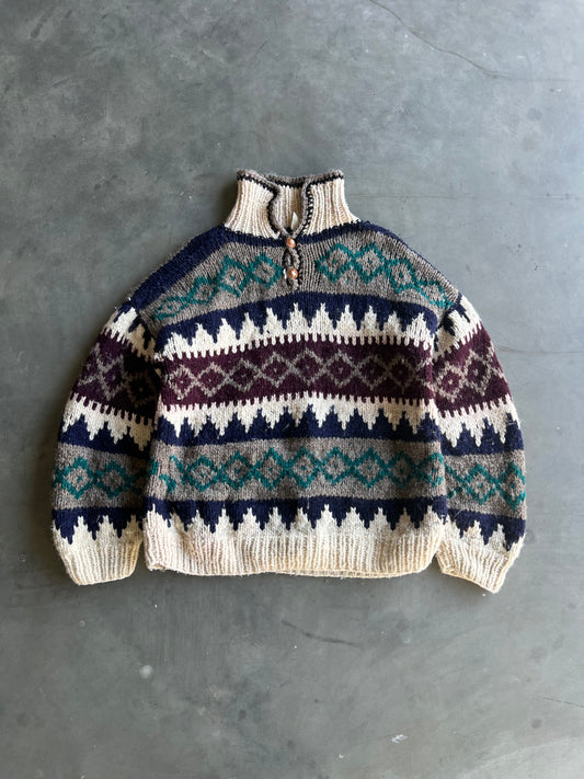 Vintage 100% Wool 90s Knit Sweater - XL