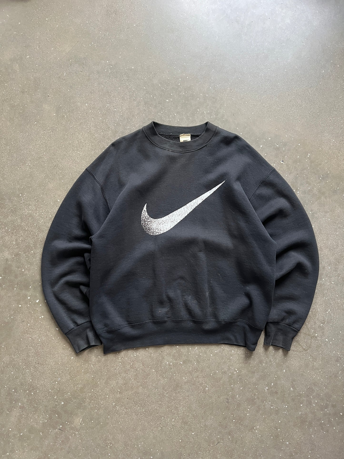 Vintage Black Nike Swoosh Crew - L