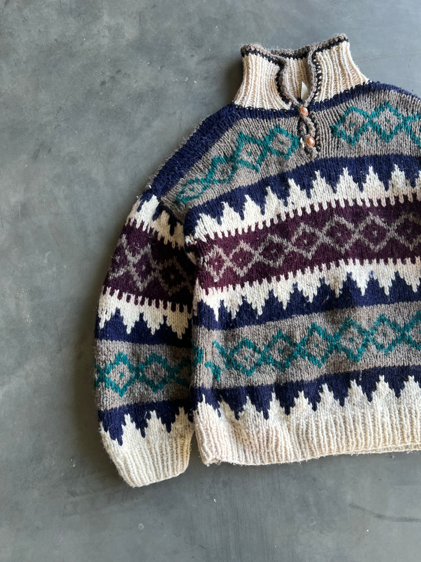 Vintage 100% Wool 90s Knit Sweater - XL