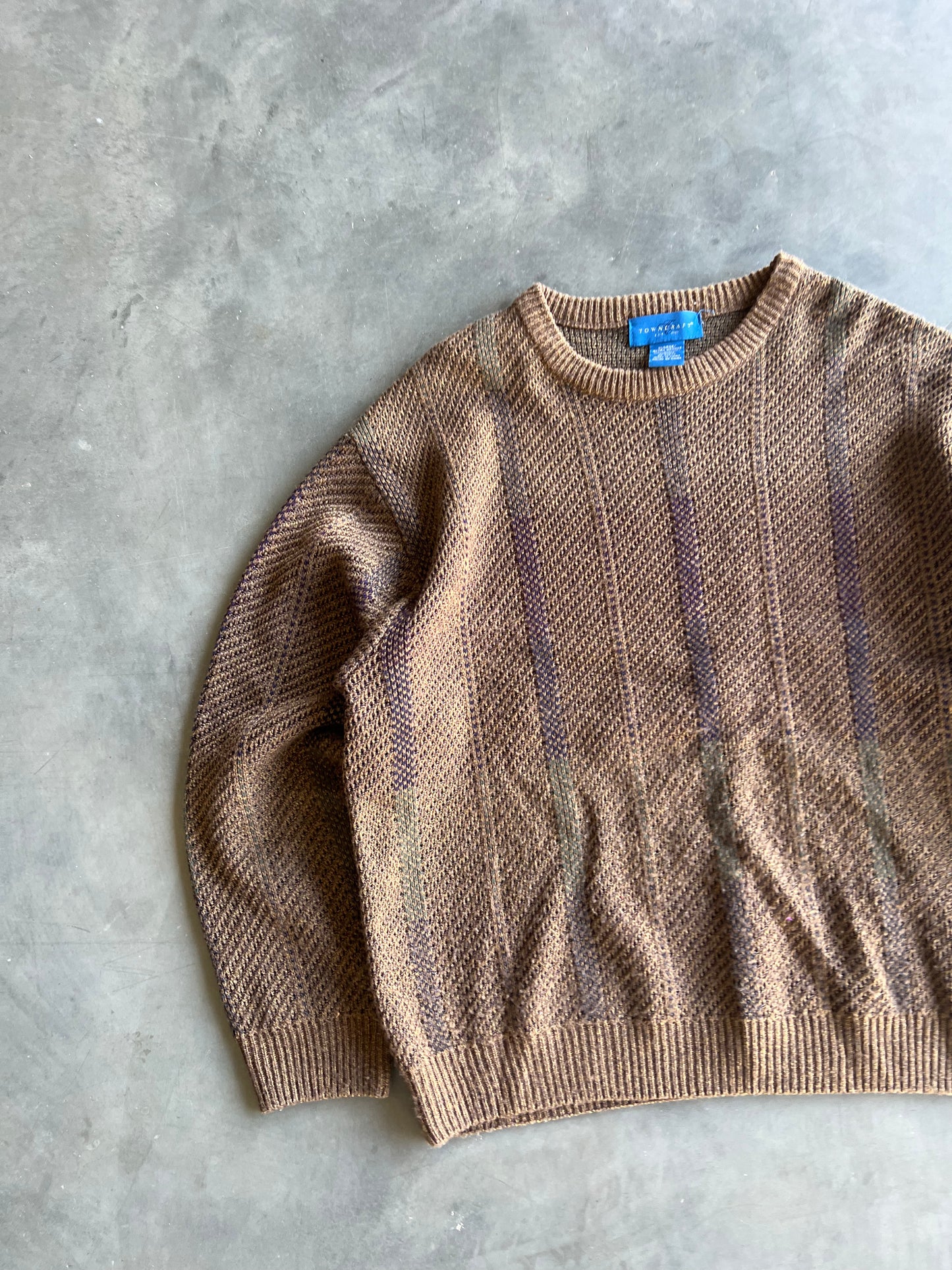Vintage Brown Towncraft Knit Sweater - XL