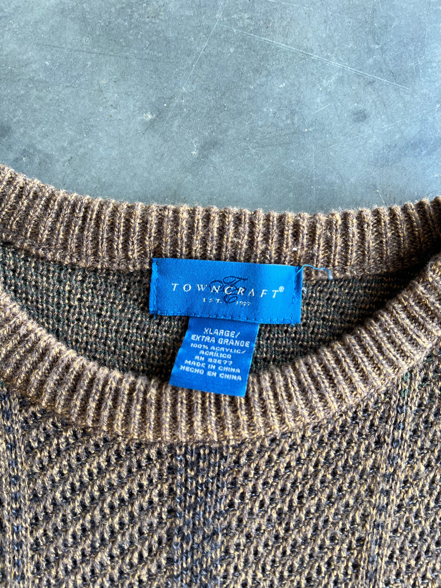 Vintage Brown Towncraft Knit Sweater - XL