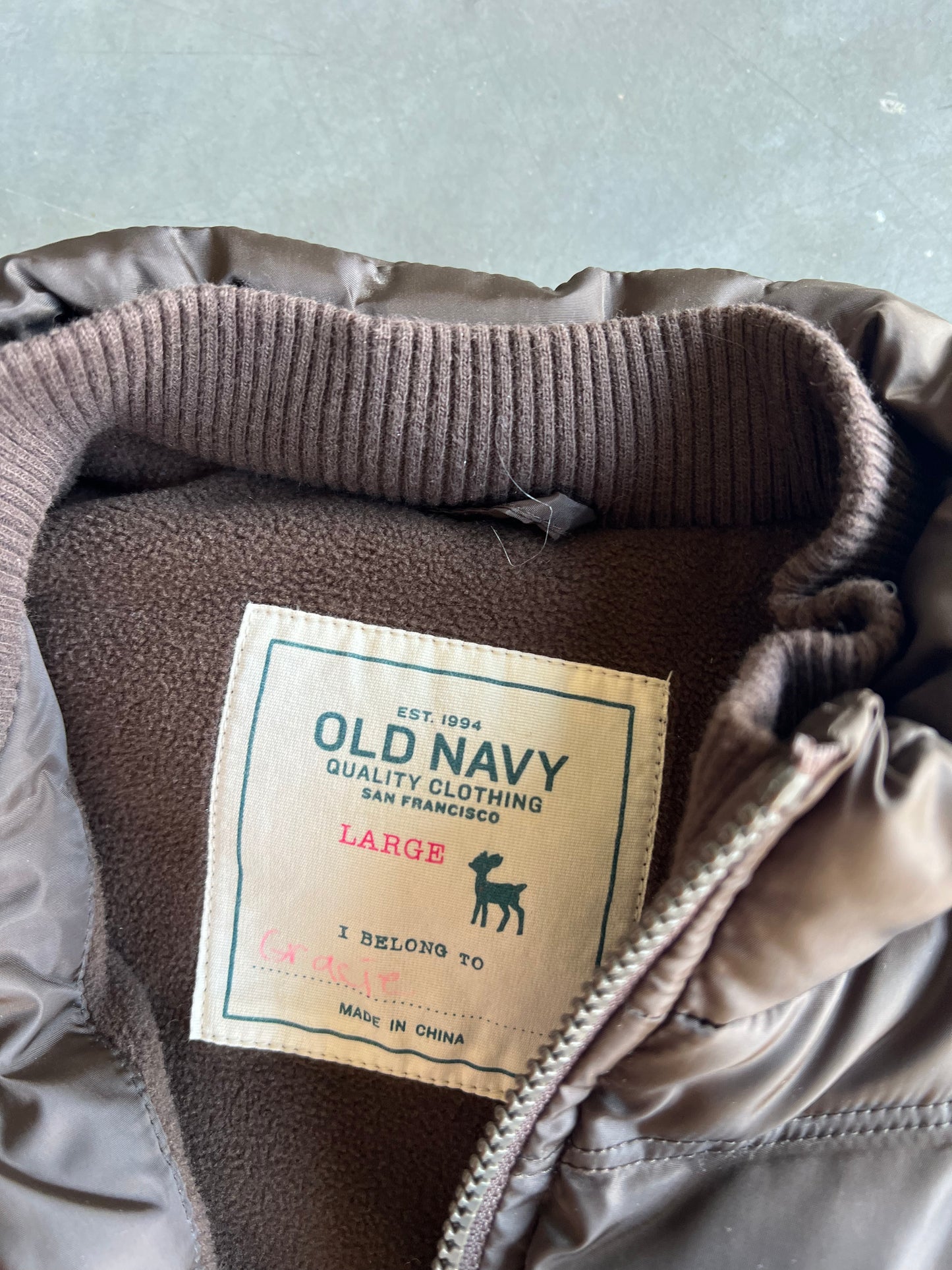 Vintage Brown Old Navy Puffer Vest - YL