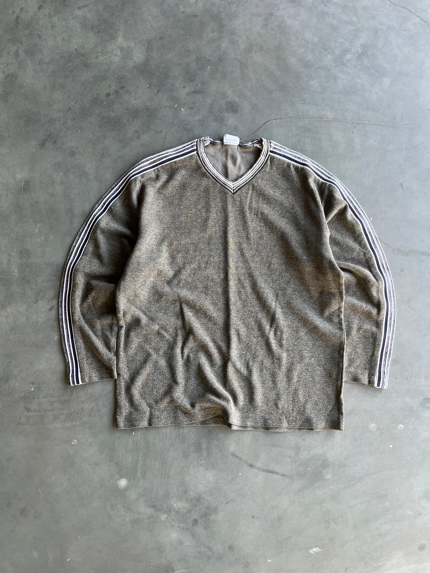 Vintage Green Stripped Y2k Thermal Shirt - XL