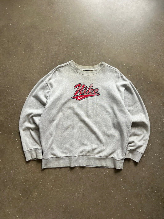 Vintage Grey Nike Spellout Crew - XL