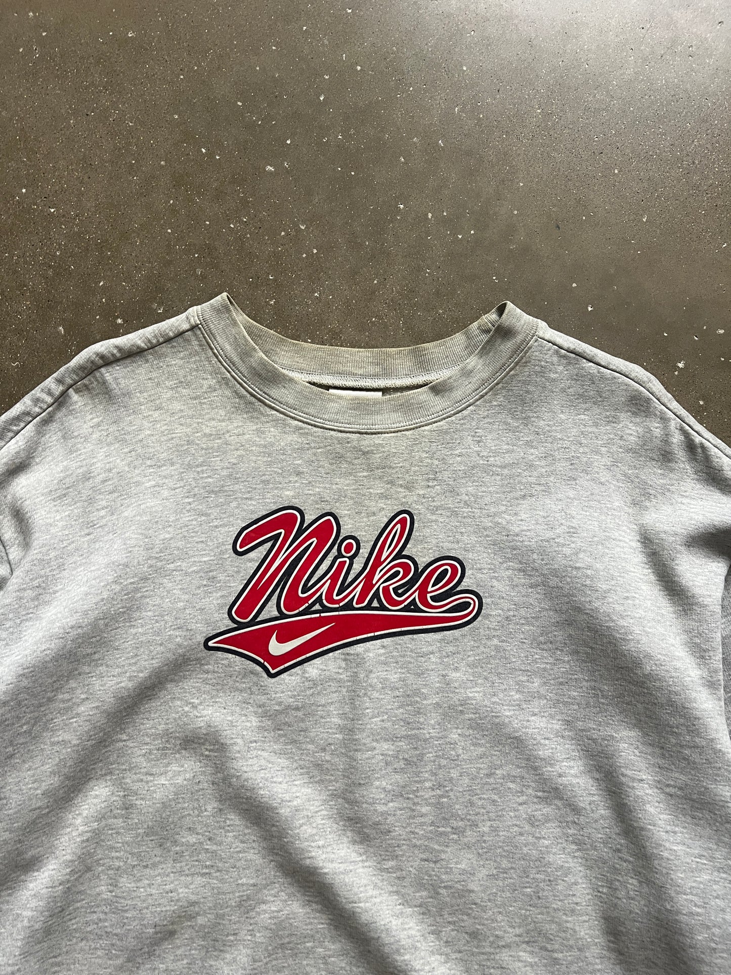 Vintage Grey Nike Spellout Crew - XL