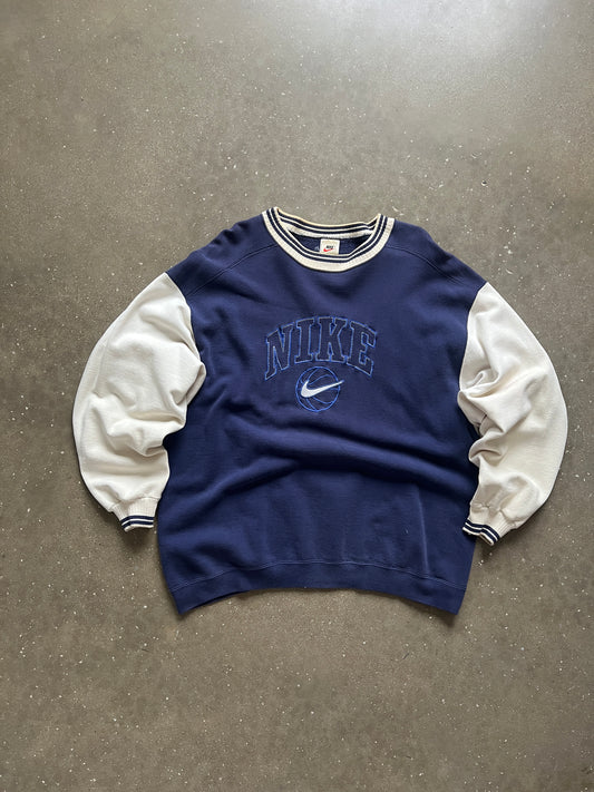 Vintage Navy Blue College Style Nike Crew - L