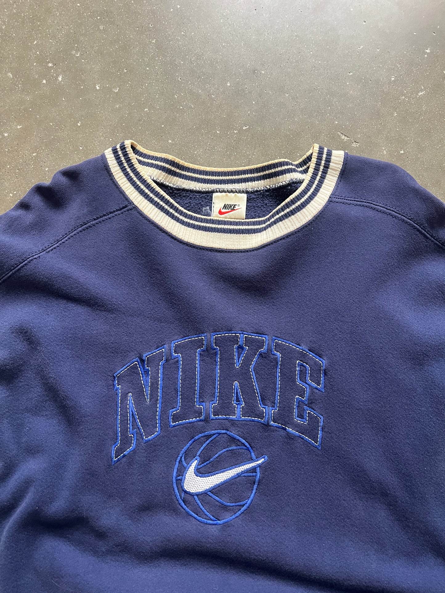 Vintage Navy Blue College Style Nike Crew - L