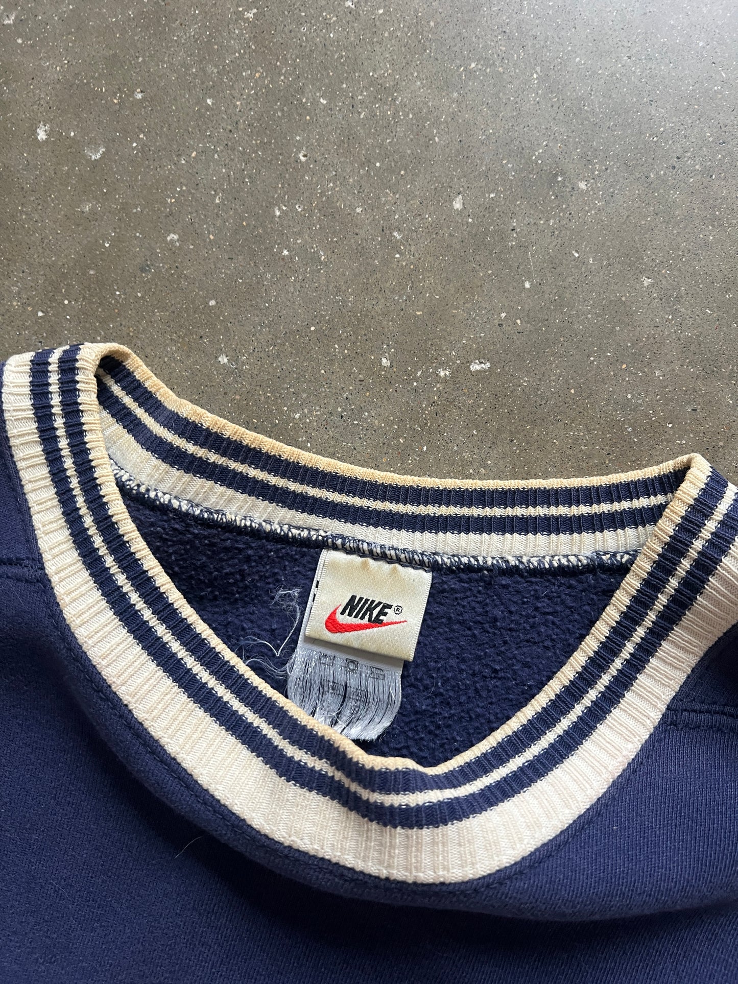 Vintage Navy Blue College Style Nike Crew - L