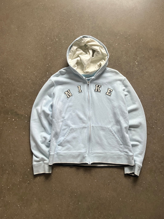 Vintage Sky Blue Nike Spellout Hoodie - WXL