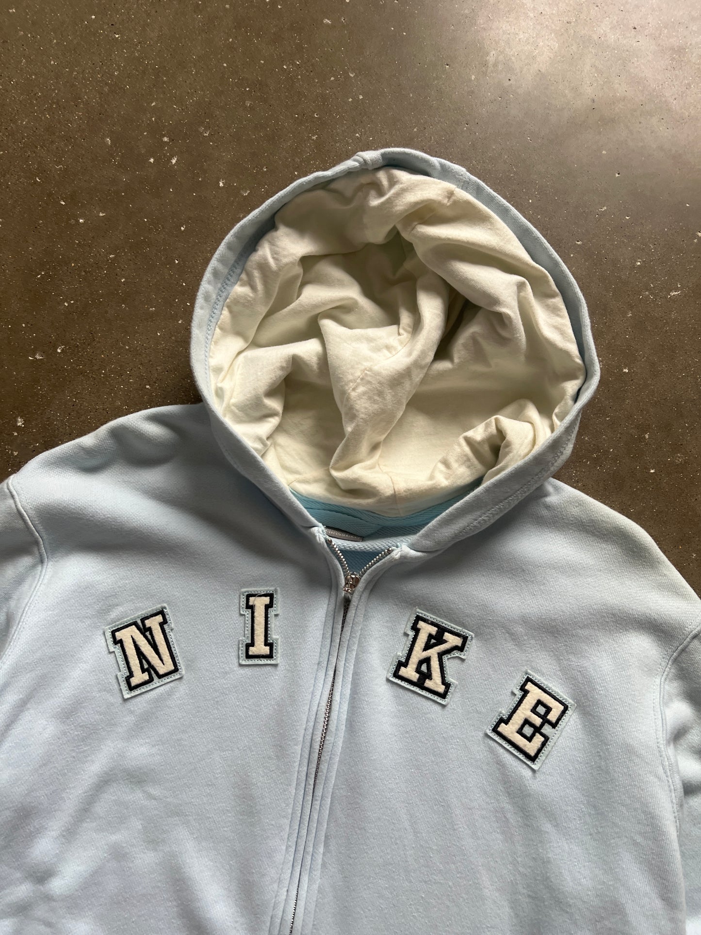 Vintage Sky Blue Nike Spellout Hoodie - WXL
