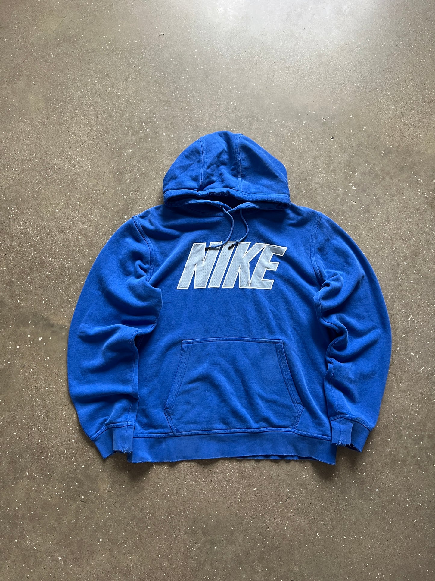Vintage Sky Blue Nike Spellout Hoodie - L