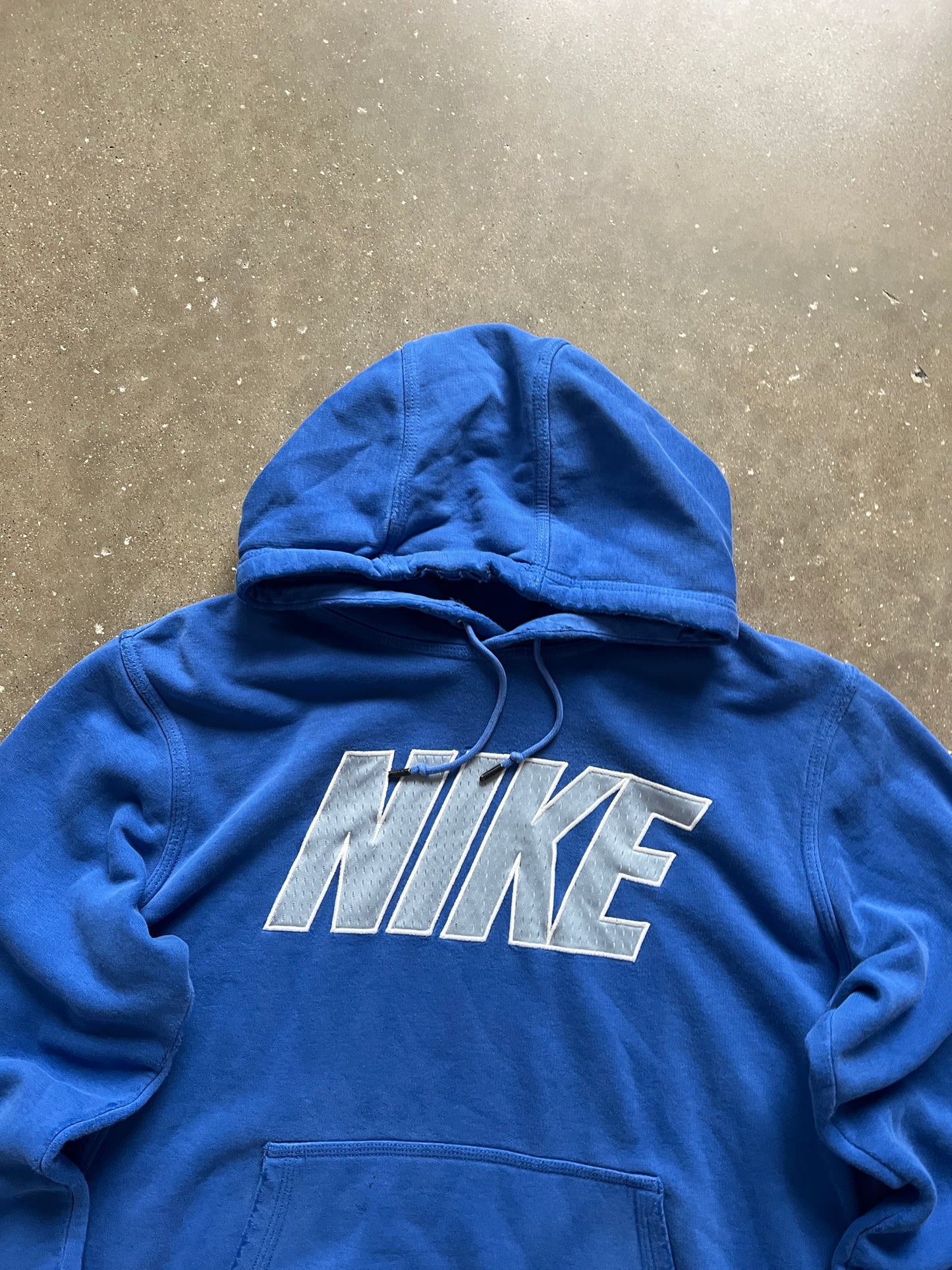 Vintage Sky Blue Nike Spellout Hoodie - L
