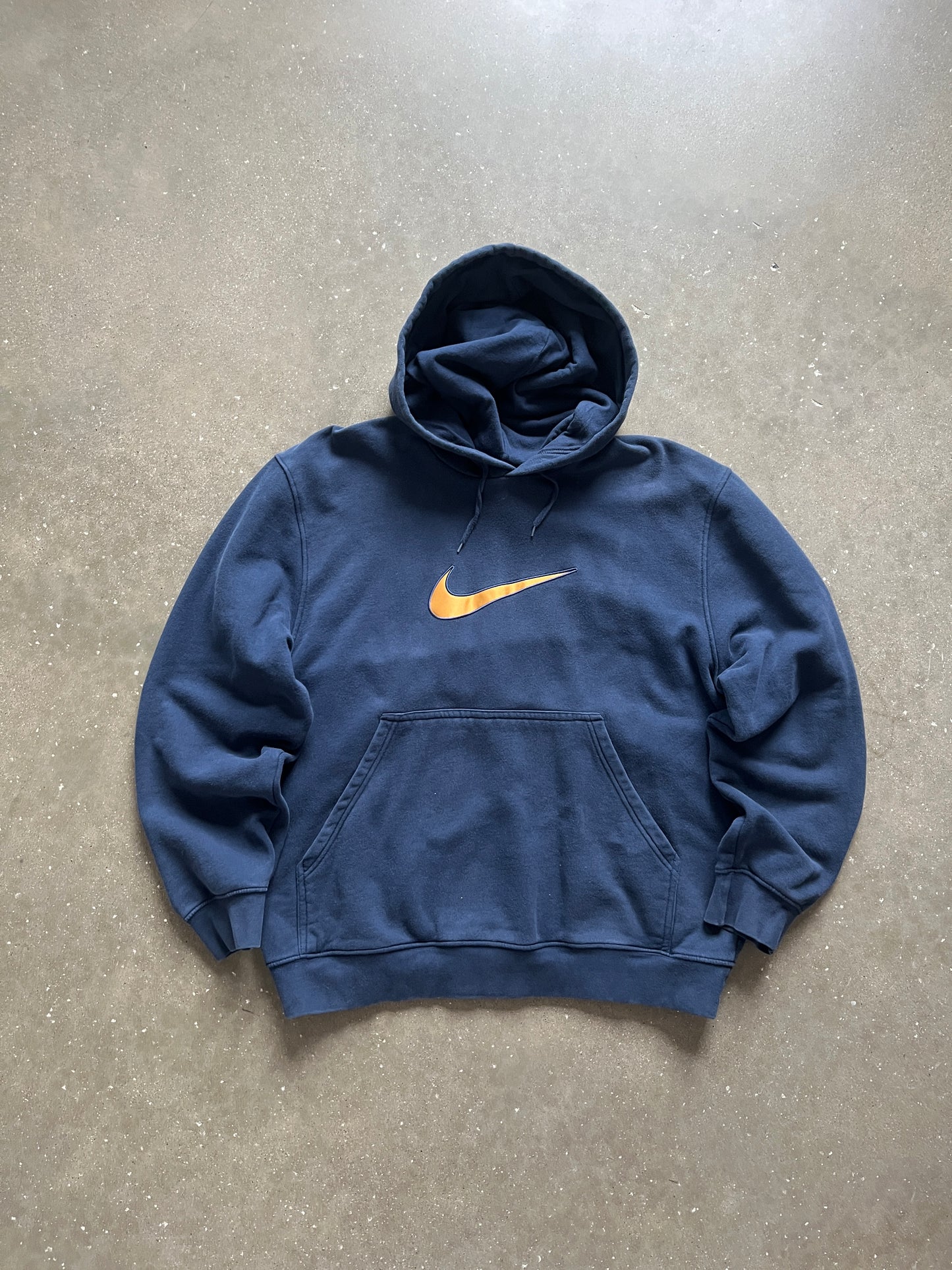 Vintage Deep Blue Nike Swoosh Hoodie - L