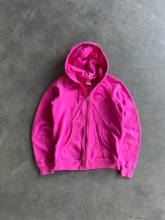 Vintage Pink Nike Swoosh Zip Hoodie - M