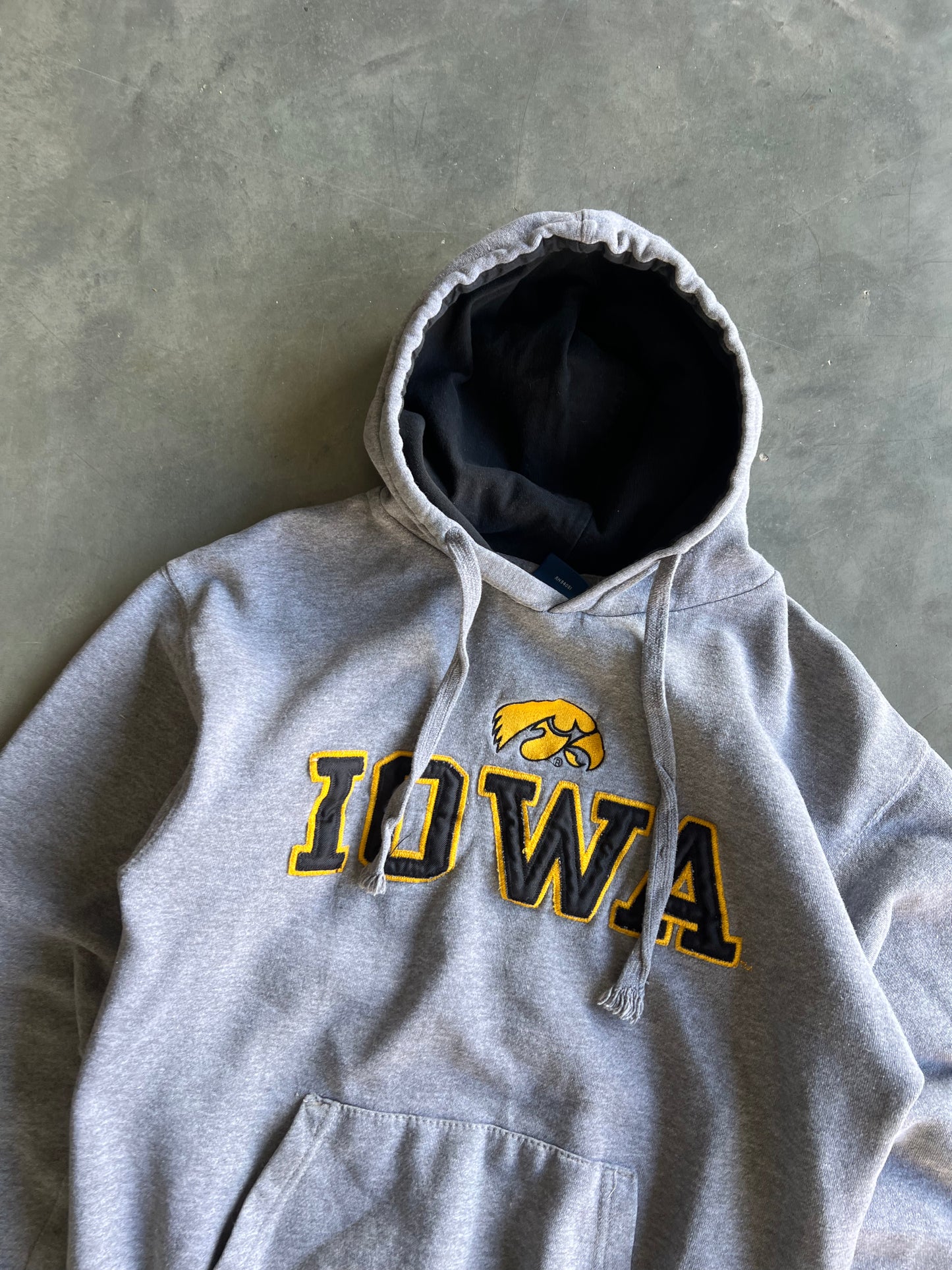 Vintage Grey Iowa Hawkeyes Hoodie - M