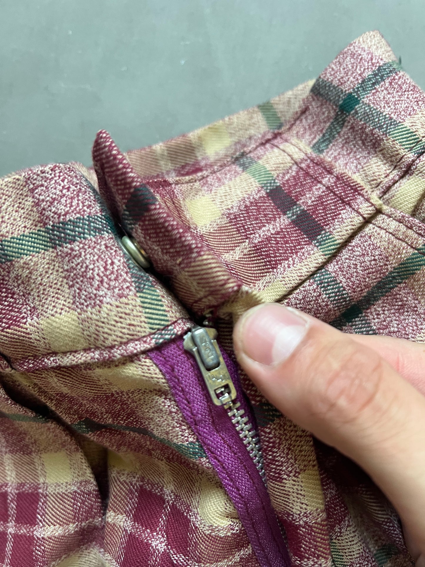 Vintage 1970s Plaid Red Disco Pants - 22