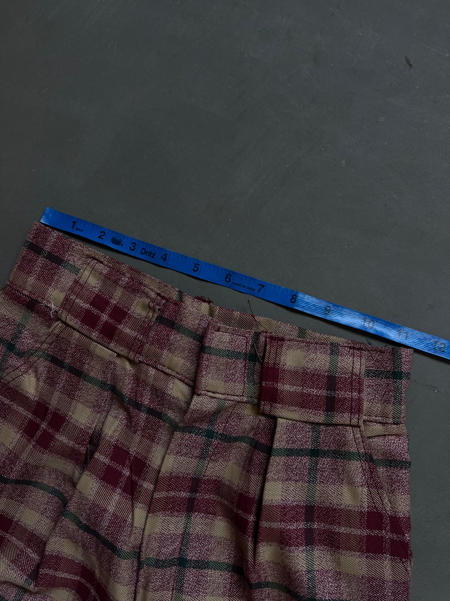 Vintage 1970s Plaid Red Disco Pants - 22