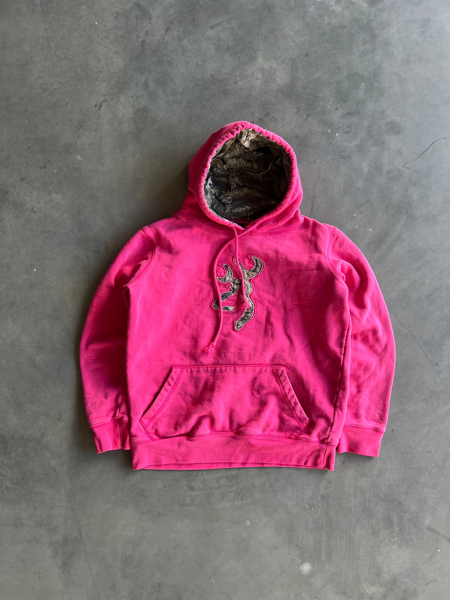 Vintage Pink Browning Embroidered Hoodie - S
