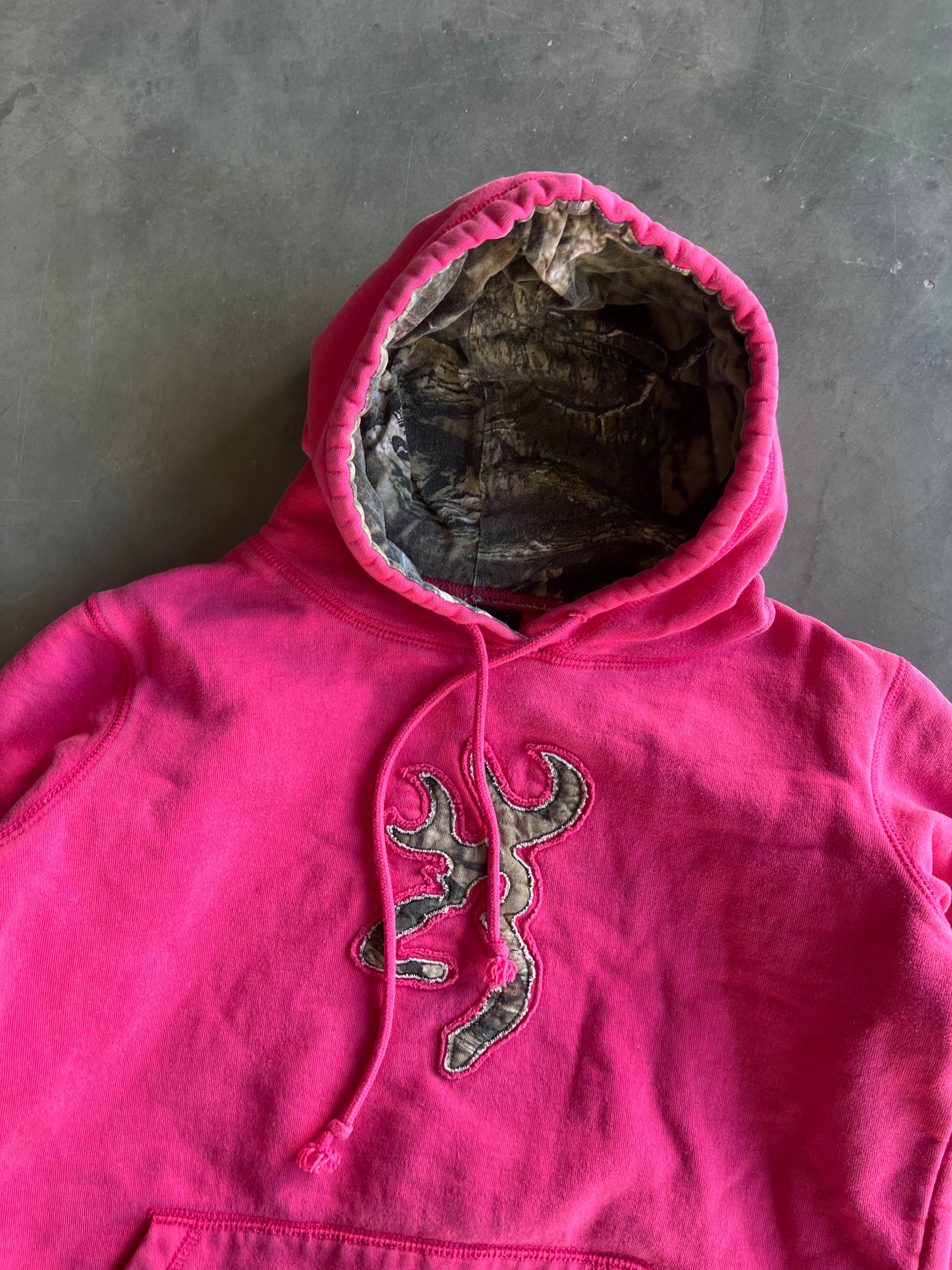 Vintage Pink Browning Embroidered Hoodie - S