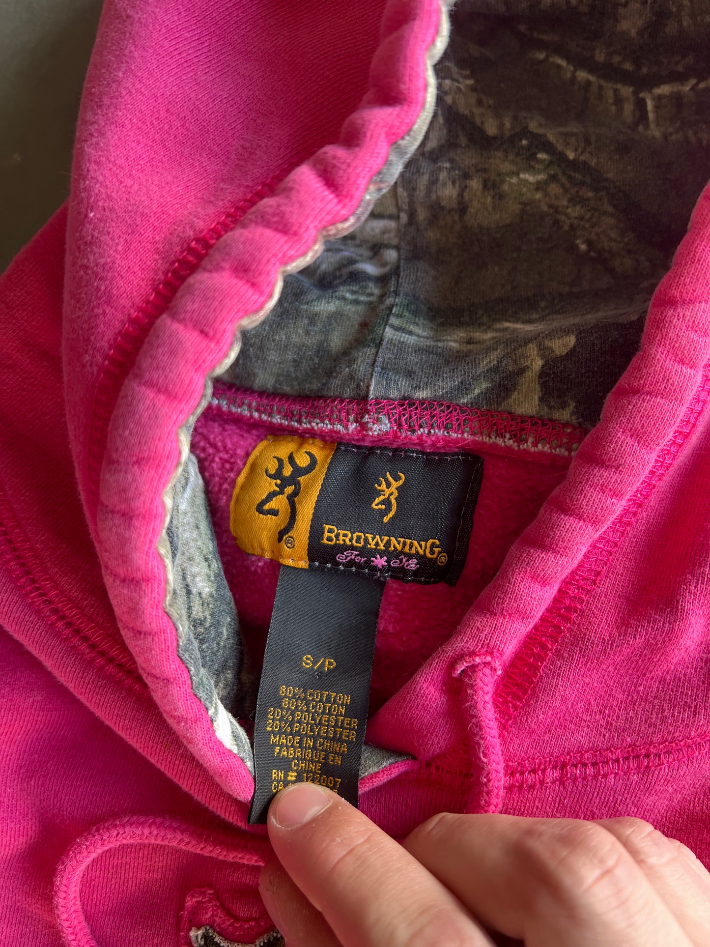 Vintage Pink Browning Embroidered Hoodie - S