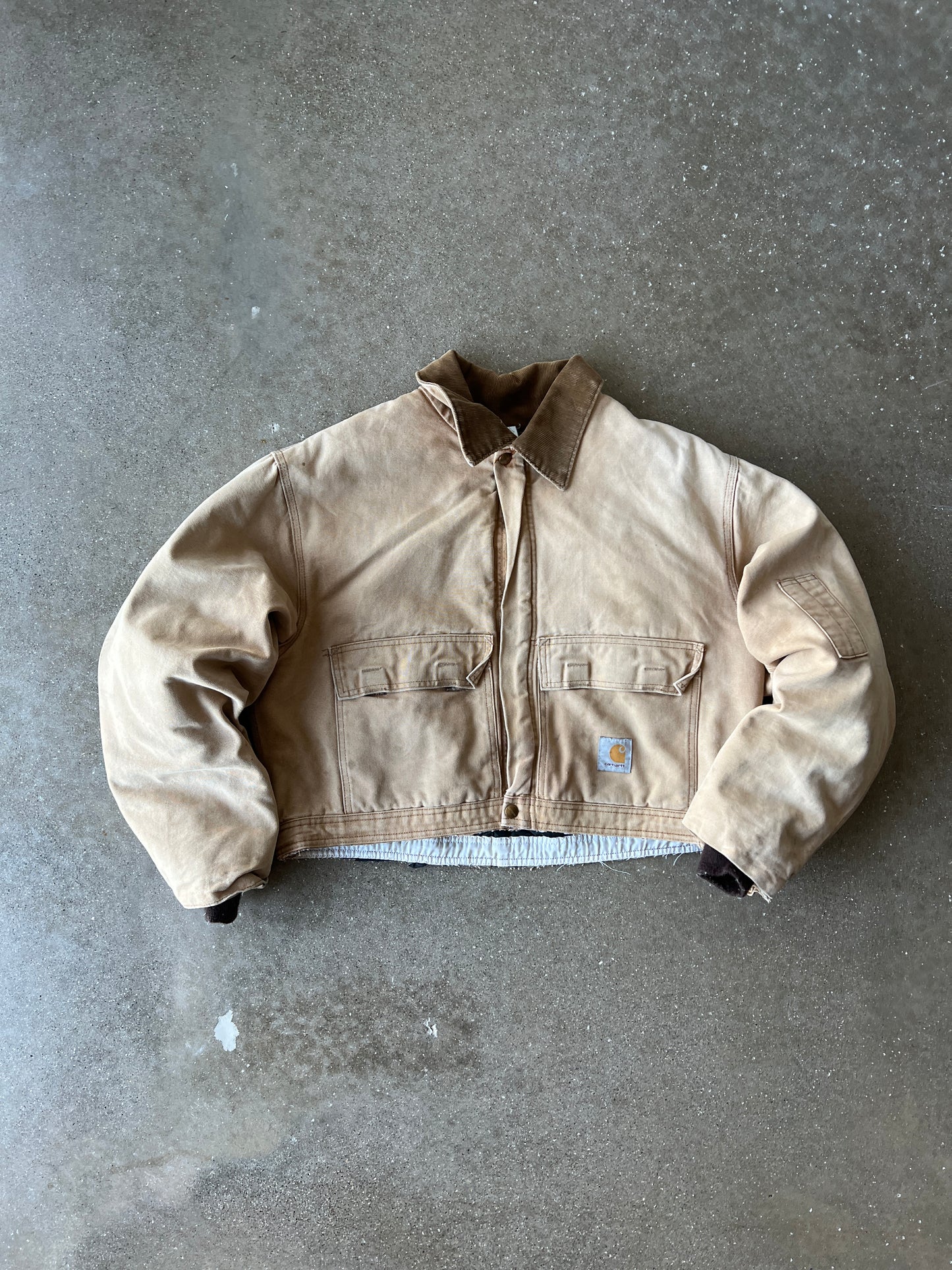 Vintage Light Tan Cropped Carhartt Jacket - XL