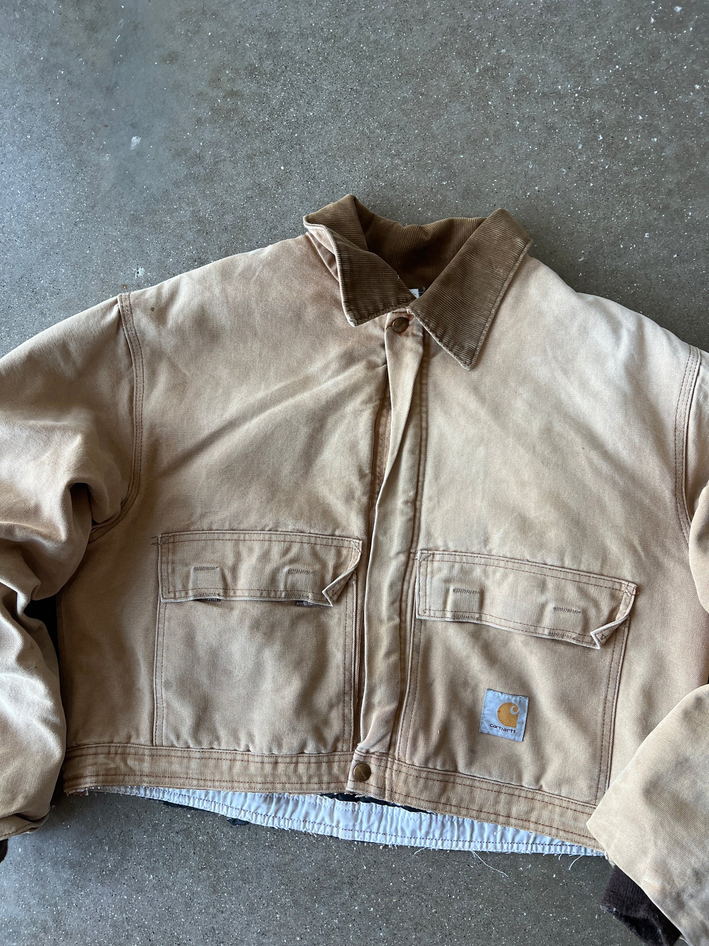 Vintage Light Tan Cropped Carhartt Jacket - XL