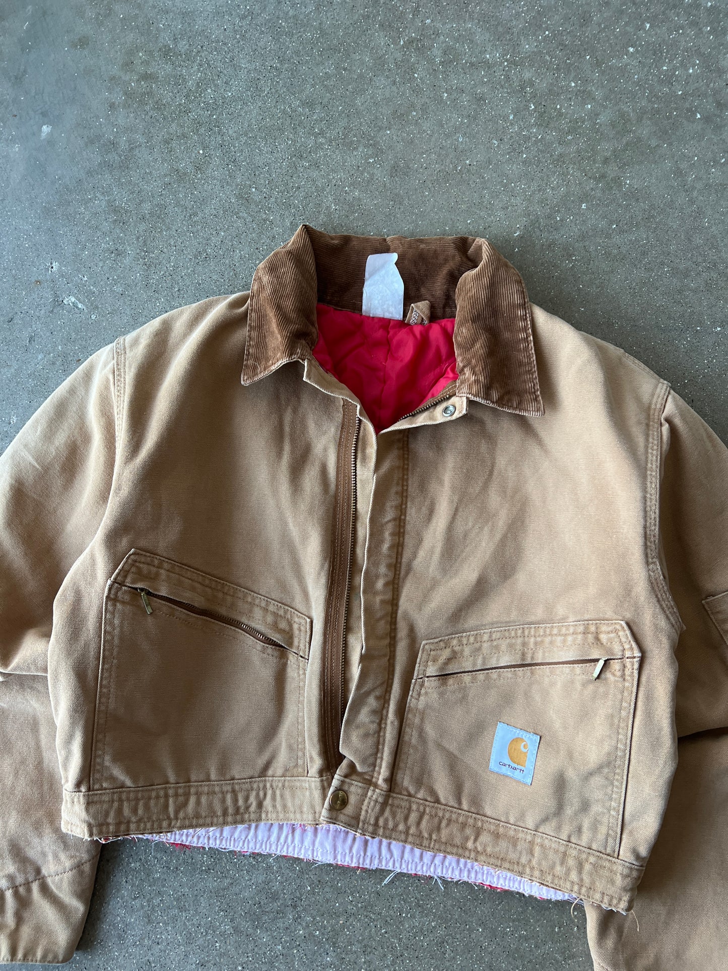 Vintage Carmel Tan Cropped Carhartt Jacket - L