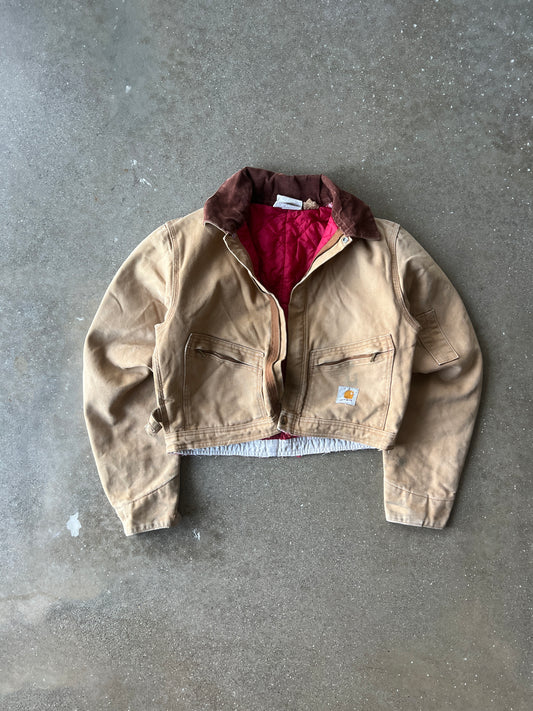 Vintage Faded Tan Cropped Carhartt Jacket - M