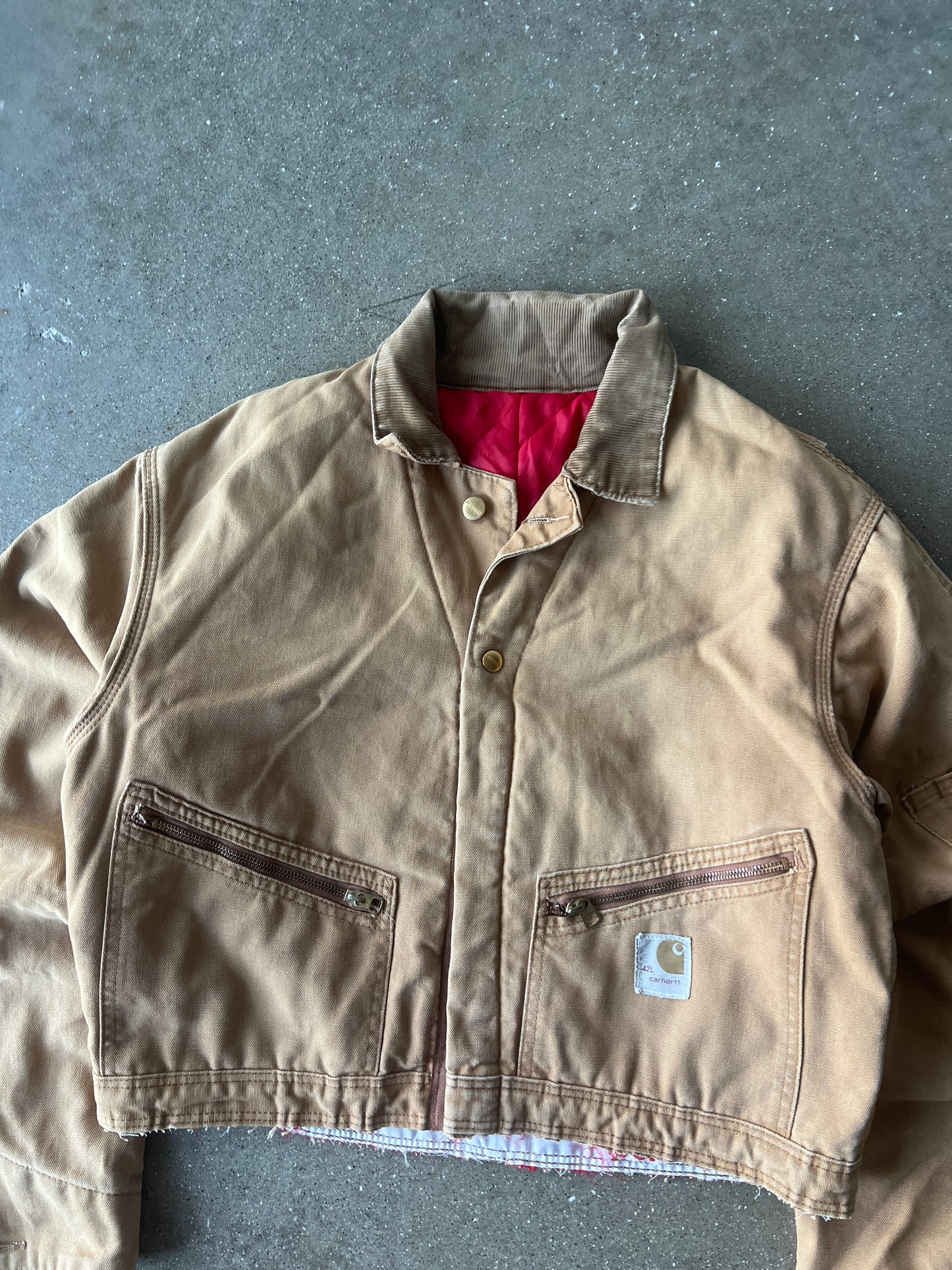 Vintage Carmel Tan Cropped Carhartt Jacket - L