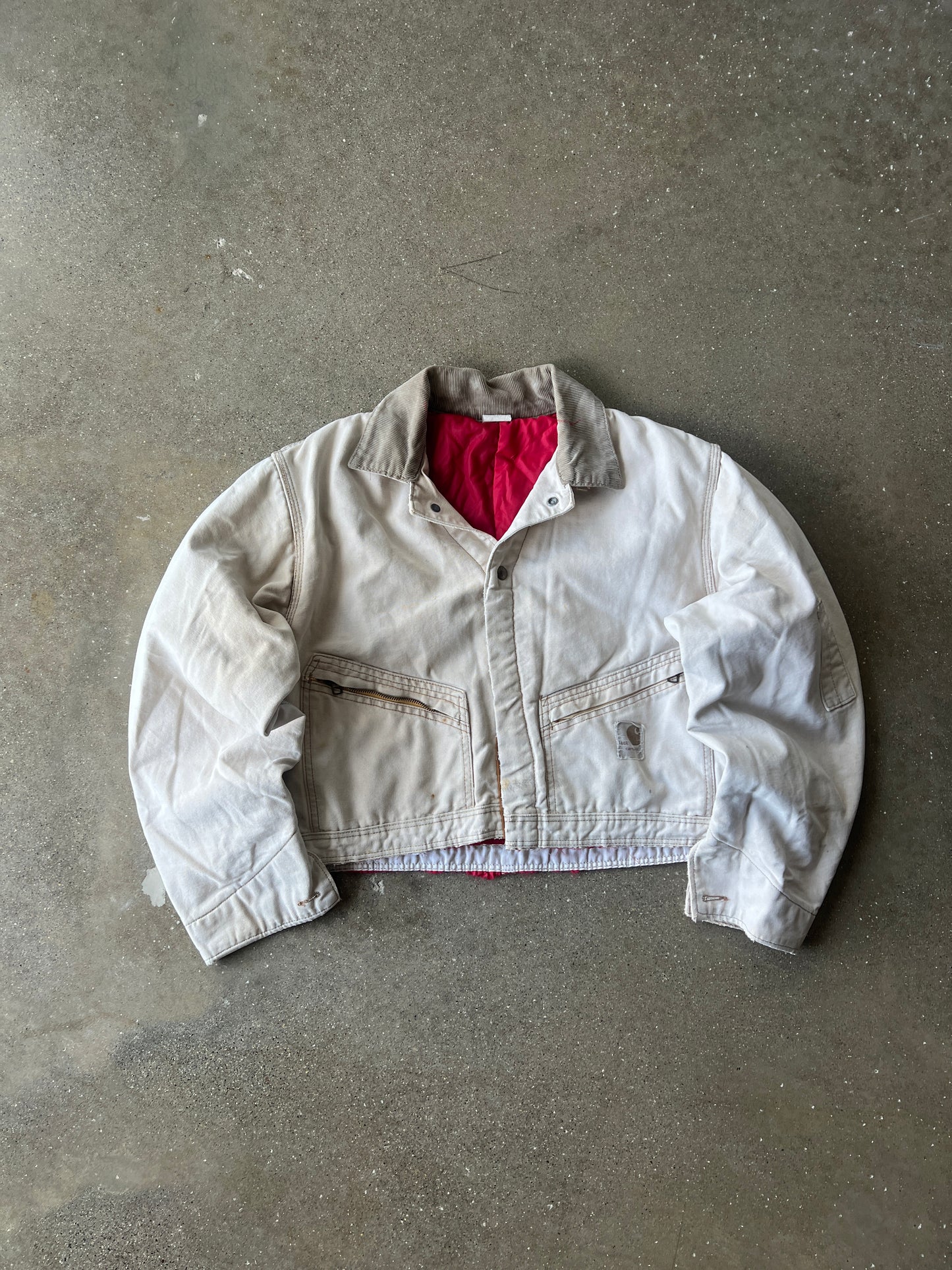 Vintage Faded Tan Cropped Carhartt Jacket - L
