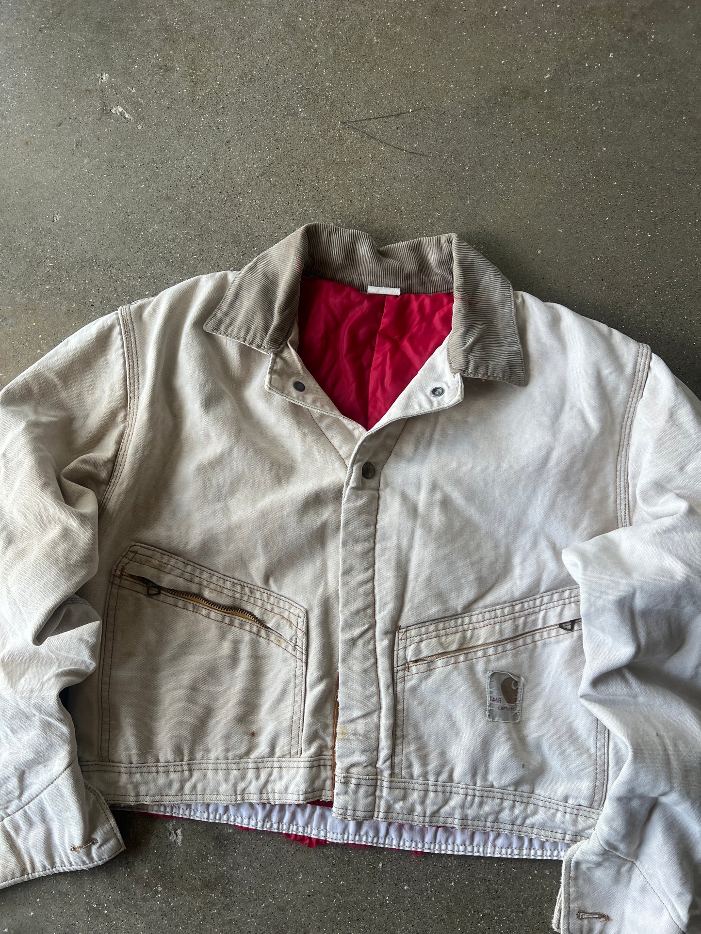 Vintage Faded Tan Cropped Carhartt Jacket - L