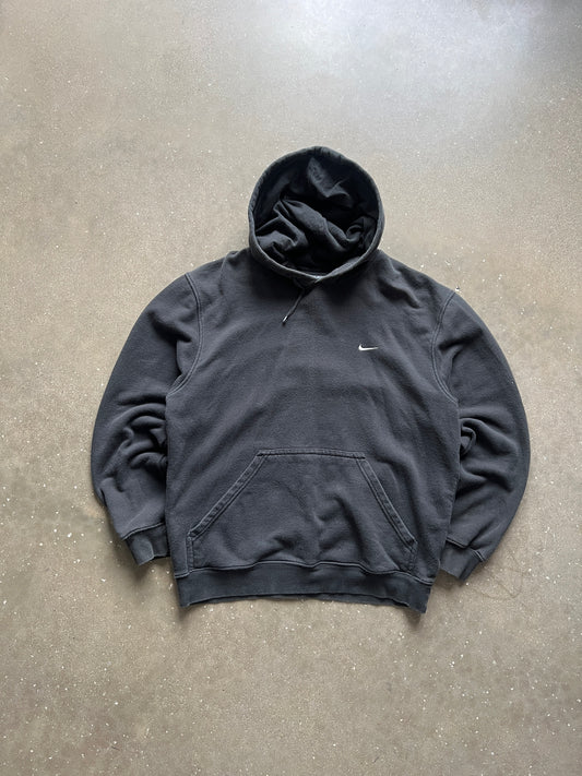 Vintage Black Nike Swoosh Hoodie - L