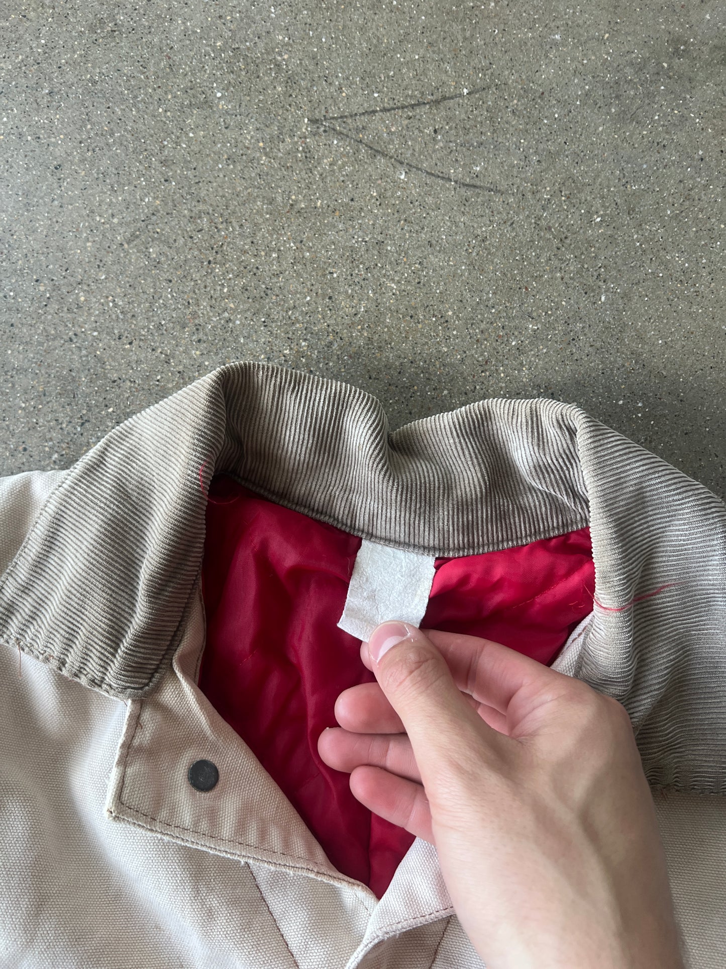 Vintage Faded Tan Cropped Carhartt Jacket - L