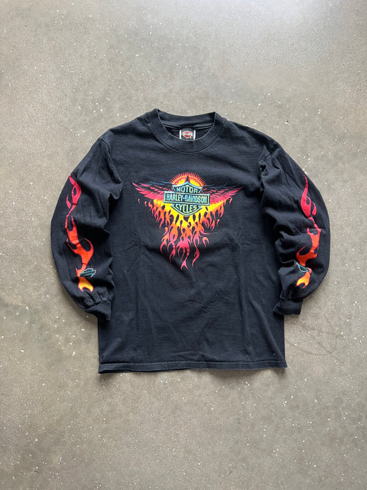 Vintage Black Harley Davidson Flame Shirt - S