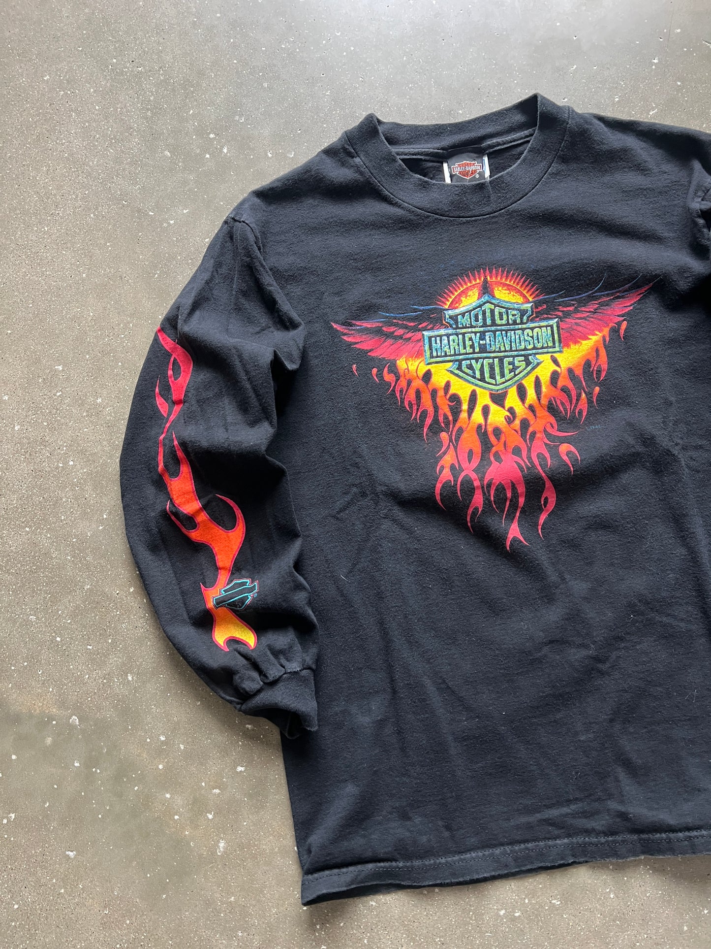 Vintage Black Harley Davidson Flame Shirt - S